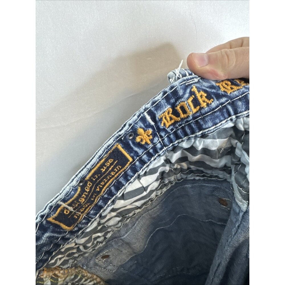 Rock Revival Men's Blue Distressed Denim Jeans - Picture 7 of 10